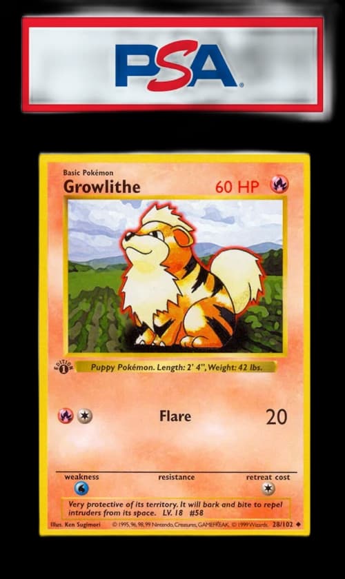 Growlithe 1999 Pokemon TCG Base Set 1st Edition #28/102 (PSA or BGS Graded)