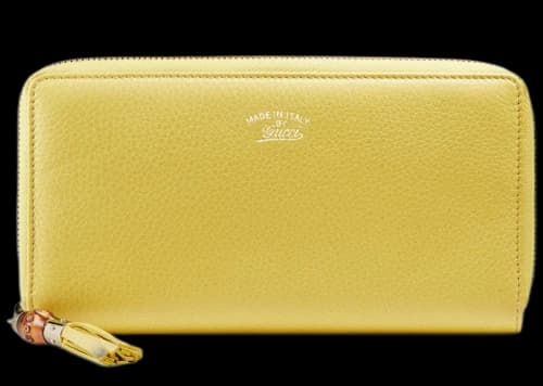 Gucci Bamboo Tassel Zip Around Wallet Leather Yellow