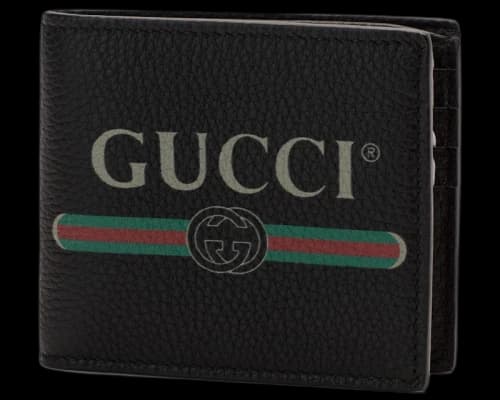 Gucci Print Bifold Wallet Leather (8 Card Slots) Black