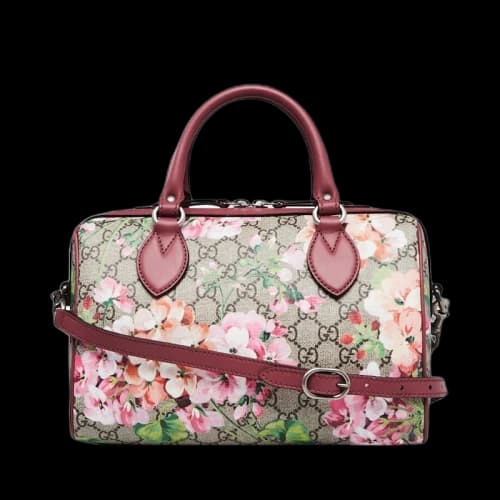Gucci Boston Bag GG Supreme Blooms Small Brown/Pink