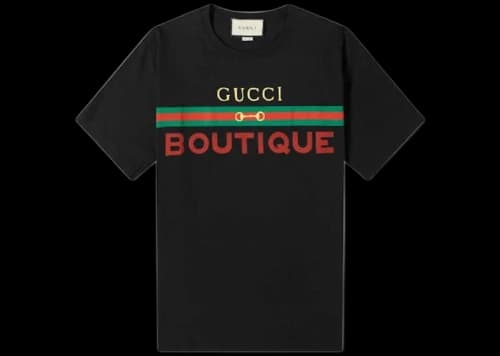 Gucci Boutique Print Cotton T-shirt Black