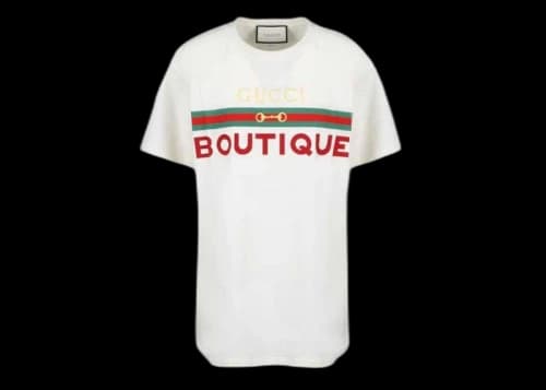 Gucci Boutique Print Cotton T-shirt White