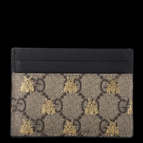 Gucci Card Case GG Supreme Bee Print Beige