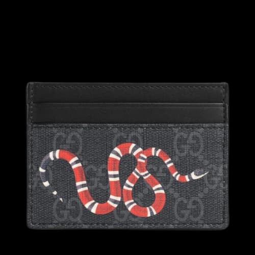 Gucci Card Case GG Supreme Kingsnake Print Black/Grey