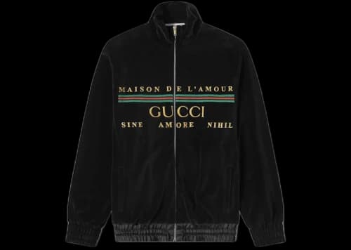 Gucci Chenille Embroidered Track Jacket Black