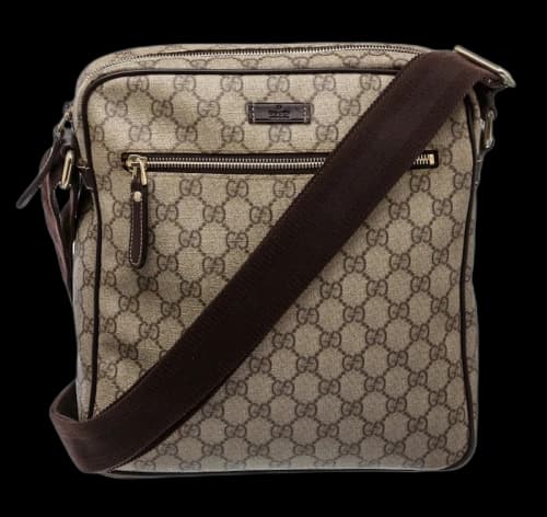 Gucci Messenger Crossbody GG Monogram Adjustable Shoulder Strap Brown