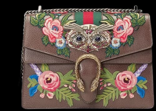Gucci Dionysus Owl-Embroidered Medium Brown Multicolor