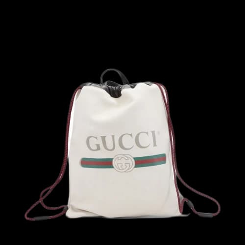 Gucci Drawstring Backpack Vintage Logo White