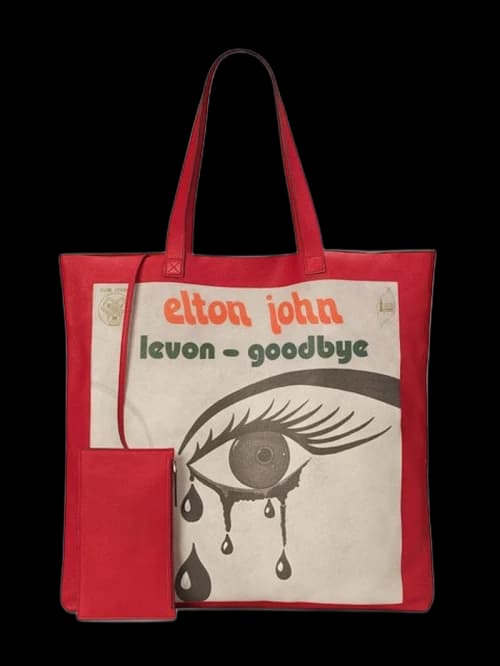 Gucci Elton John Tote "Levon Goodbye" Vinyl EP Cover (With Pouch) Maxi Hibiscus Red