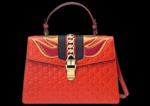 Gucci Flame Sylvie Top Handle Guccissima Orange