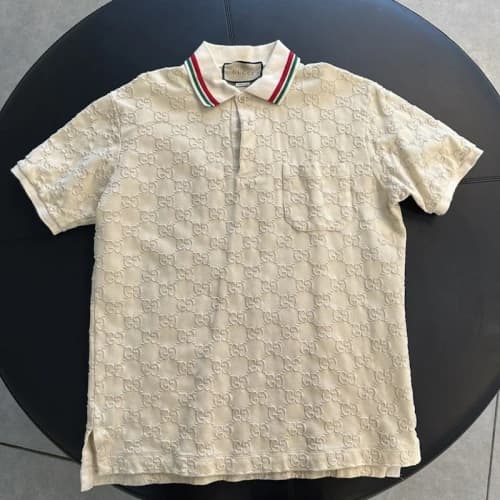 Gucci GG Jacquard Polo Shirt Cream