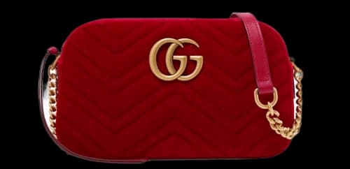Gucci GG Marmont Camera Bag Matelasse Velvet Small Hibiscus Red