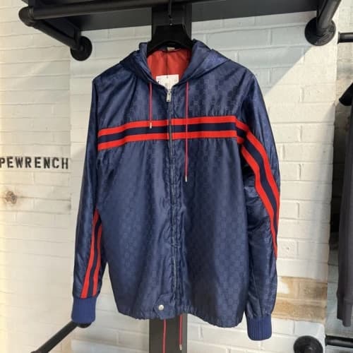 Gucci GG Monogram Zip-Up Jacket Blue