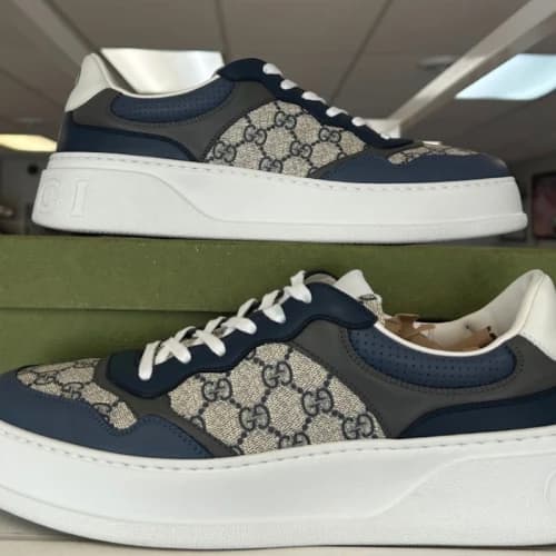 Gucci GG Supreme Platform Sneaker Beige Blue