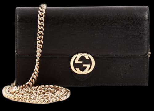 Gucci Interlocking Chain Wallet Crossbody Black