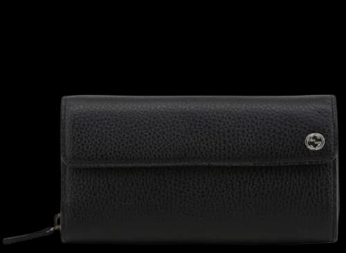 Gucci Interlocking G Continental Wallet Pebbled Calfskin Black