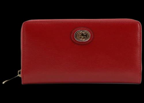 Gucci Interlocking Zip Around Wallet Red