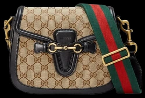 Gucci Lady Web Shoulder GG Monogram Web Nylon Shoulder Strap Medium Brown/Black