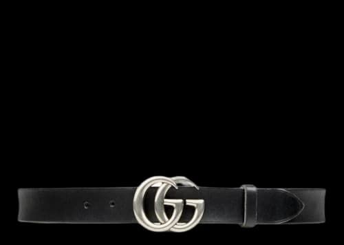 Gucci Leather Belt Double G Palladium Buckle 1 W Black