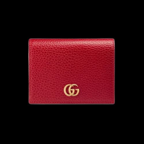 Gucci GG Marmont Flap Card Case Zipped Compartment Hibiscus Red