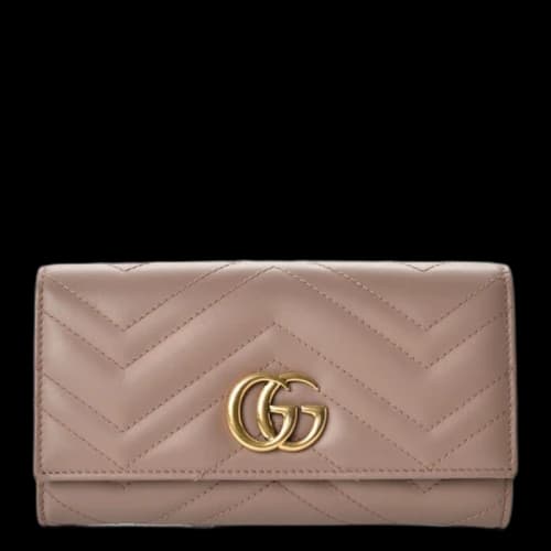 Gucci GG Marmont Wallet Continental Matelasse Nude