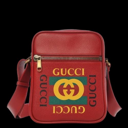 Gucci Messenger Vintage Logo Grained Calfskin Hibiscus Red