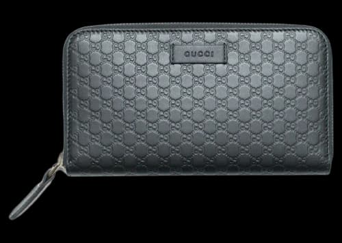 Gucci Micro GG Guccissima Zip Wallet Black
