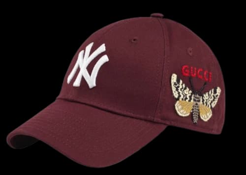 Gucci NY Yankees Embroidered Butterfly Baseball Cap Burgundy