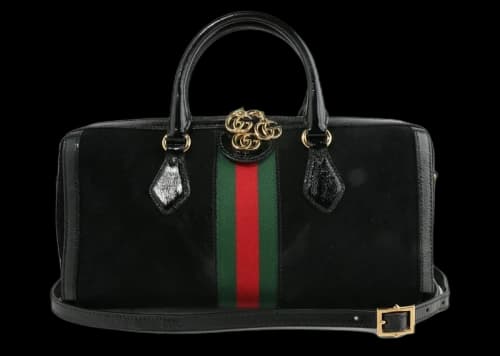 Gucci Ophidia Top Handle Medium Web Velvet Black