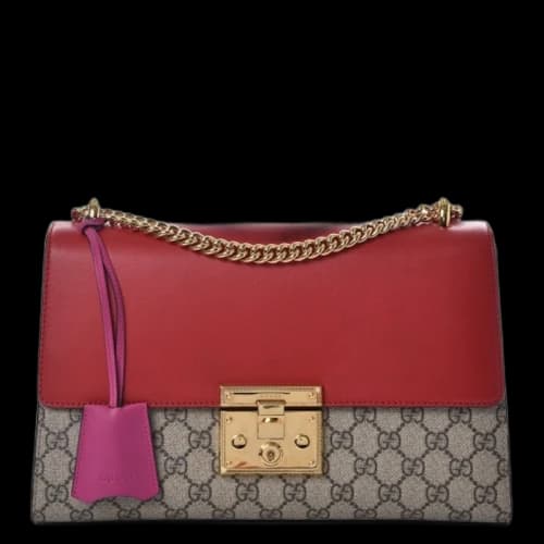 Gucci Padlock Monogram GG Supreme Multicolor Medium Hibiscus Pink/Red/Brown
