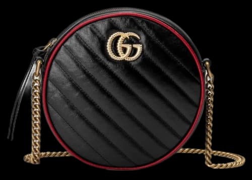 Gucci GG Marmont Round Shoulder Bag Diagonal Matelasse Mini Black/Cerise
