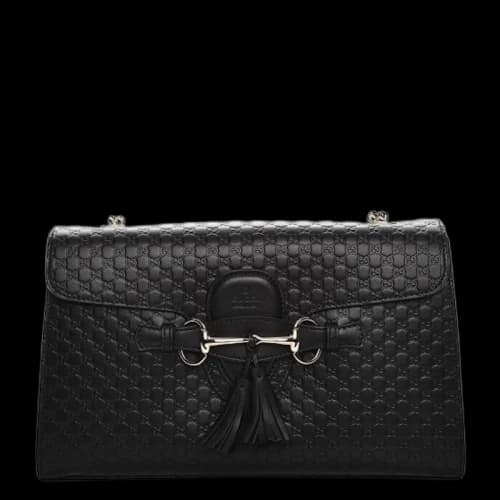 Gucci Emily Chain Shoulder Bag MicroGuccissima Black