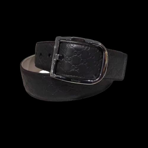 Gucci Signature Belt Guccissima Embossed Ruthenium Black