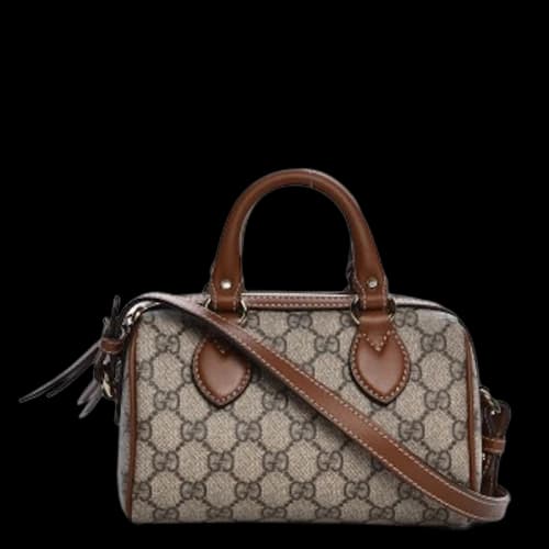 Gucci Boston Bag Top Handle GG Supreme Monogram Mini Brown/Cognac