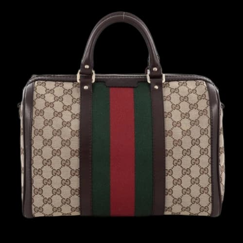 Gucci Boston Bag Vintage Web GG Web Stripes Medium Brown/Green/Red