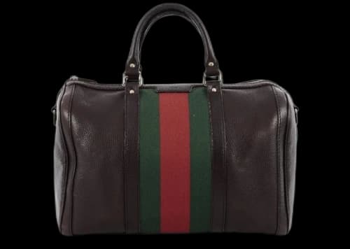Gucci Vintage Web Boston Bag Satchel Medium Brown