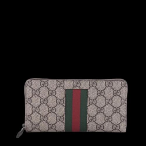 Gucci Zip Around Wallet Web GG Supreme Beige/Ebony
