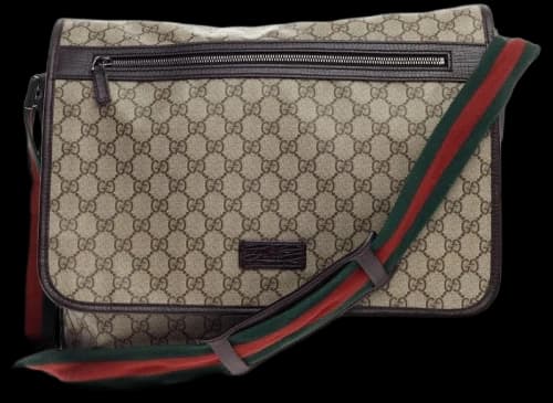 Gucci Web Strap Messenger GG Supreme Large Brown