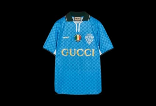 Gucci x Palace Printed All-Over GG Football Technical Jersey T-Shirt Blue (FW22)