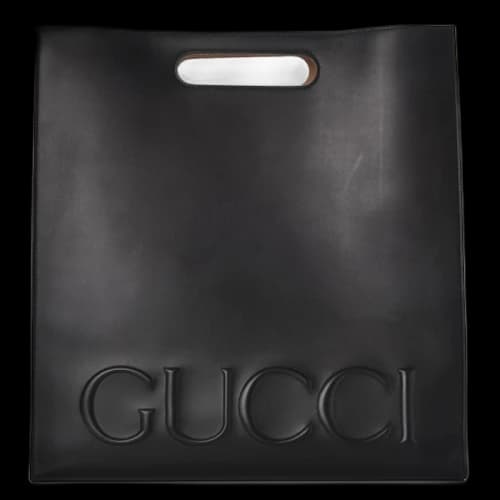 Gucci XL Tote Embossed Lettering Large Black