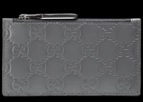 Gucci Zip Coin Pouch Card Case Guccissima Grey