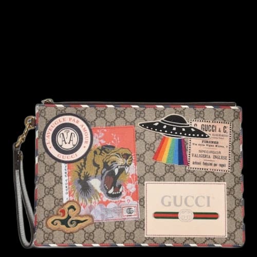 Gucci Zip Pouch Monogram GG Supreme Courrier Beige/Ebony