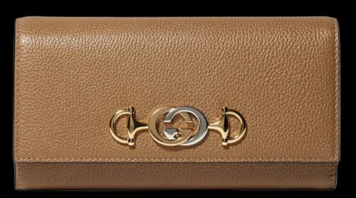Gucci Zumi Continental Wallet Grainy Leather Brown