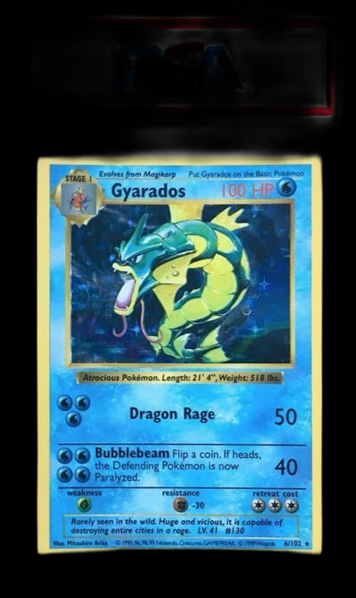Gyarados-Holo 1999 Pokemon TCG Base Set Shadowless #6/102 (PSA or BGS Graded)