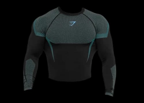 Gymshark Onyx 5.0 Seamless L/S Muscle Fit T-shirt Black/Brand Blue