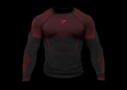 Gymshark Onyx 5.0 Seamless Long Sleeve T-shirt Black/Carmine Red