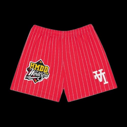 Happy Memories Don't Die LA Pinstripe Basketball Short Red