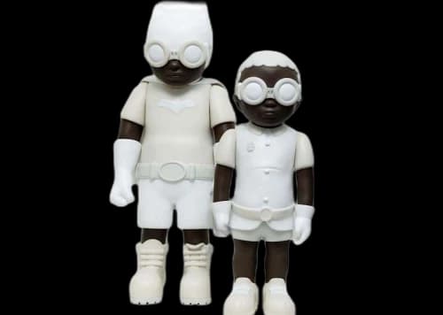 Hebru Brantley Flynamic Duo 2040 & 98' - Batboy & Sparrow Set of 2 Sculptures White