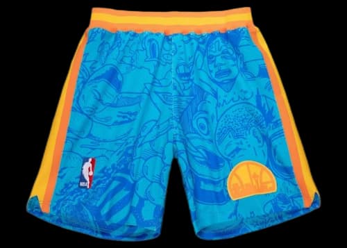 Hebru Brantley x Mitchell & Ness Seattle Sonics Shorts Blue