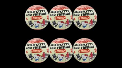 Hello Kitty Set of 6 Hello Kitty and Friends Sushi Mystery Collectible Capsules Red